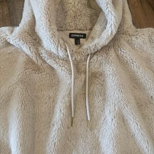 Express Off-White Fuzzy Cowl Sweater
